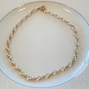 Faux Pearl &Gold Necklace